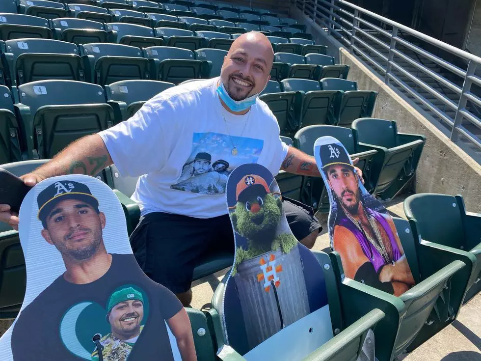 Someone Paid for a Cutout of the Astros Mascot in a Trashcan for Oakland Games