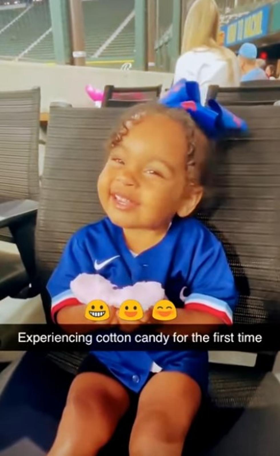 Adorable Texas Rangers Fan Tries Cotton Candy for the First Time 