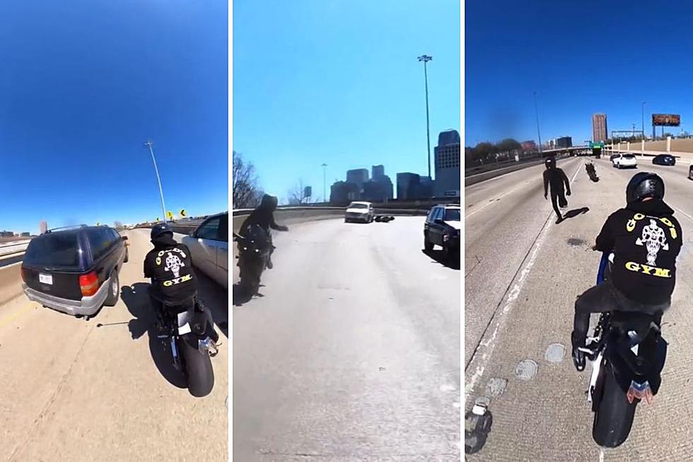 Video Shows the Moment a Biker Wrecks on Central Expressway in Dallas