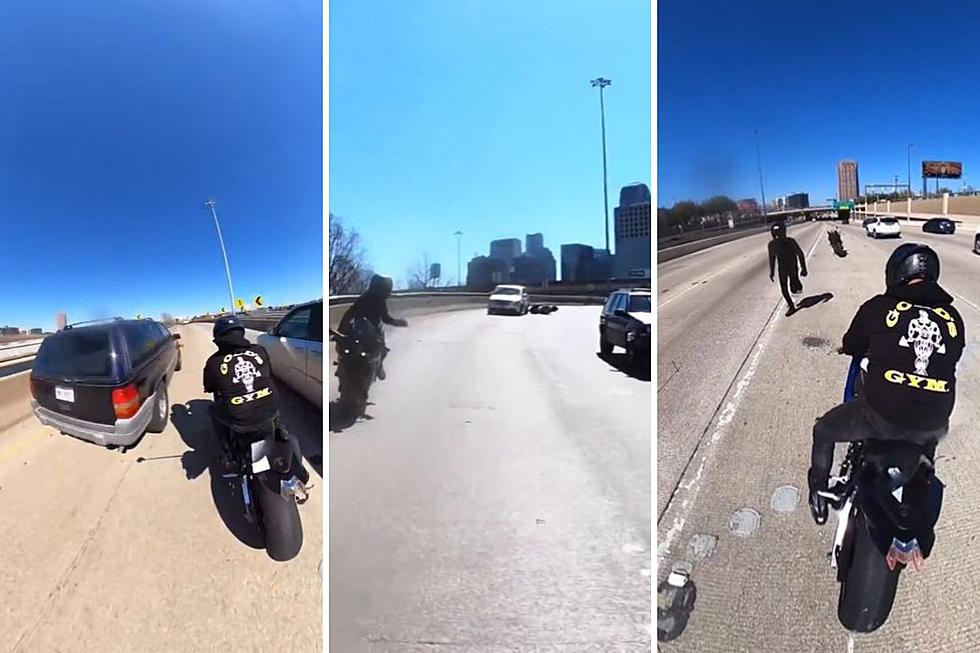 Watch the Moment a Biker Wrecks on Central Expressway in Dallas