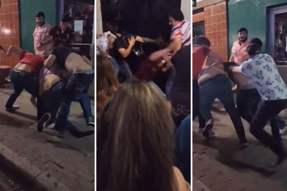 Glass Door Smashed When Huge Brawl Breaks Out Outside of Texas Bar