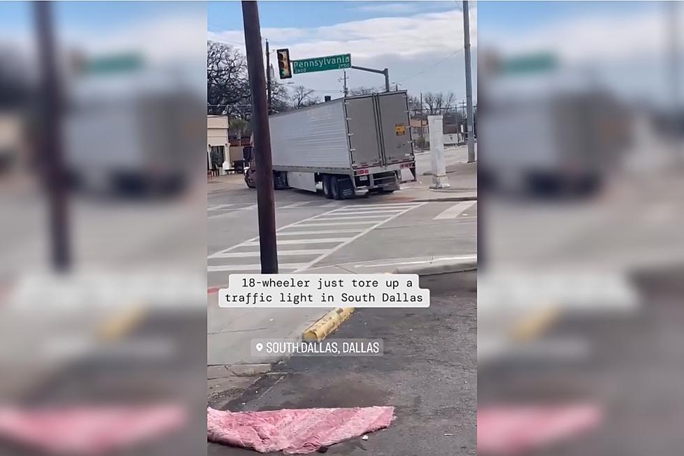 Watch as a Big Rig Takes Out a Traffic Light in Dallas