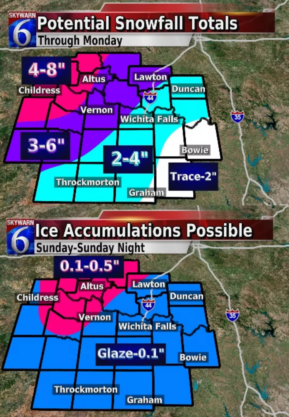 Freezing Rain, Sleet, Snow Set to Blanket Texoma into Monday