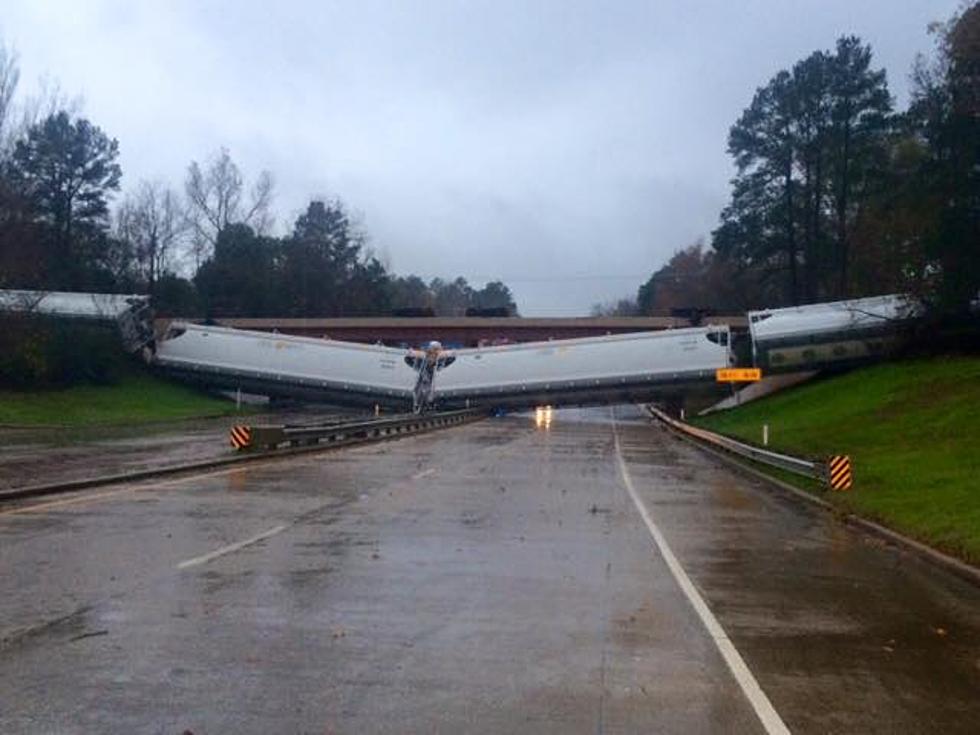 High Winds Blow Rail Cars Off Bridge onto Loop 287 in Lufkin, Texas [PHOTOS]