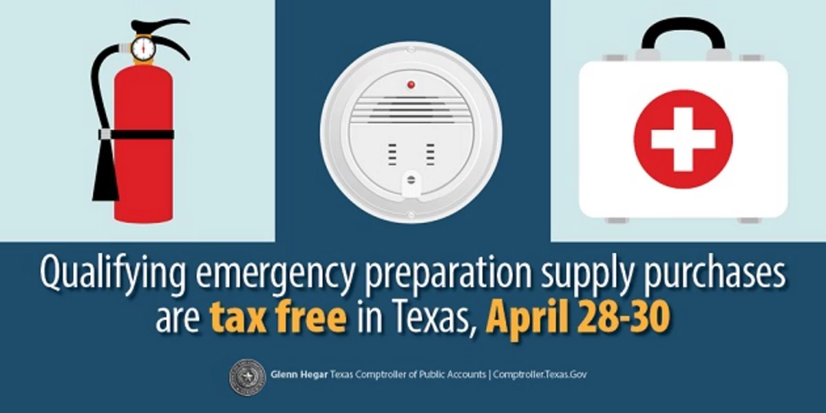 Emergency Supplies TaxFree in Texas Thru Monday