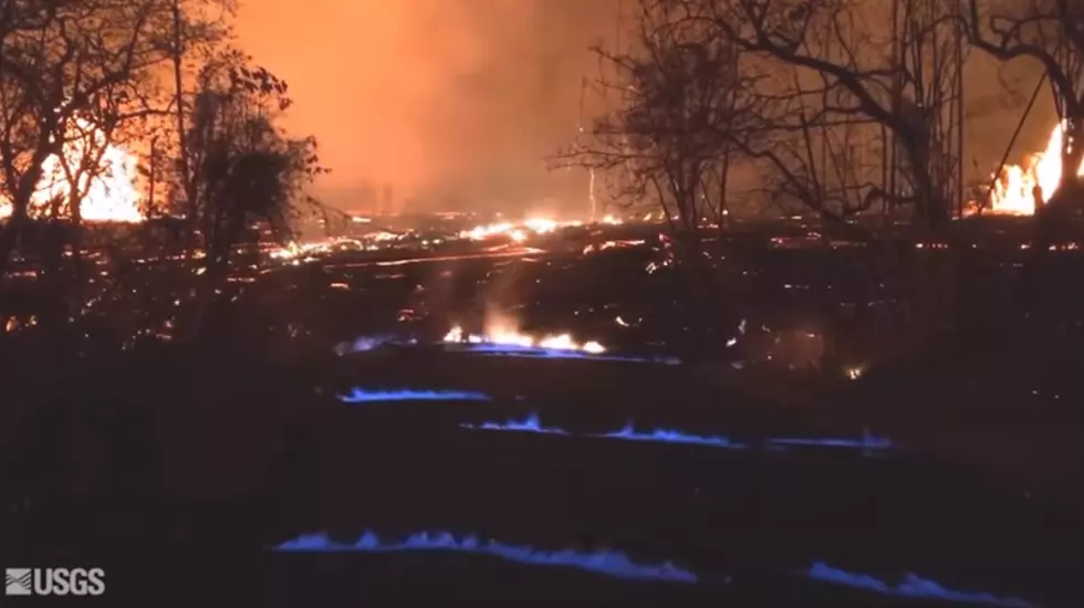 ‘Eerie’ Blue Flames Burn in Cracks Caused by Hawaii Volcano