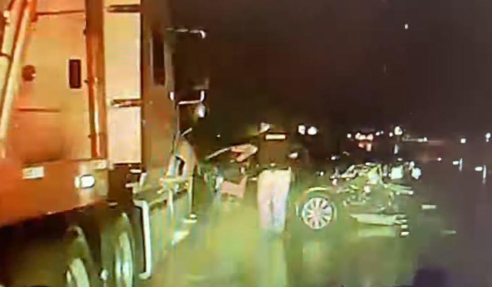 Frightening Video Shows Texas Deputy Almost Get Hit by Semi-Truck