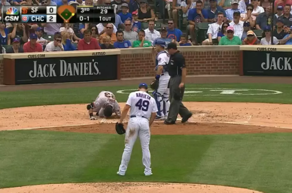 Cubs Pitcher Nails Giants Hitter Right in the Melon