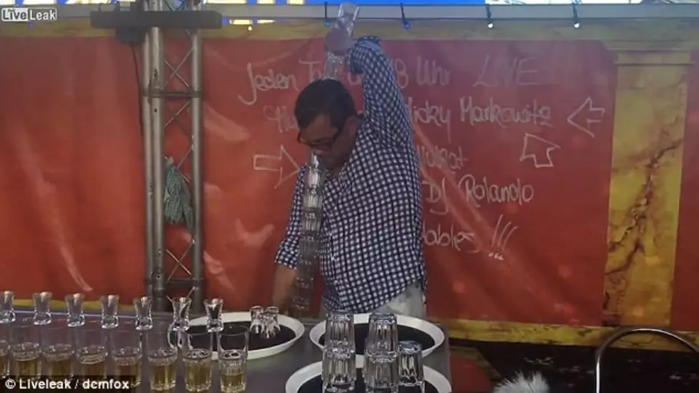 Watch Awesome Bartender Pour 17 Jagerbombs At One Time