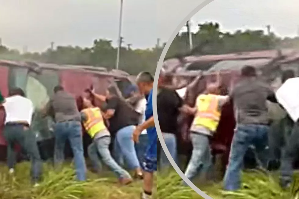 Viral Video of Texans Rushing To Rescue Driver in Flipped Car