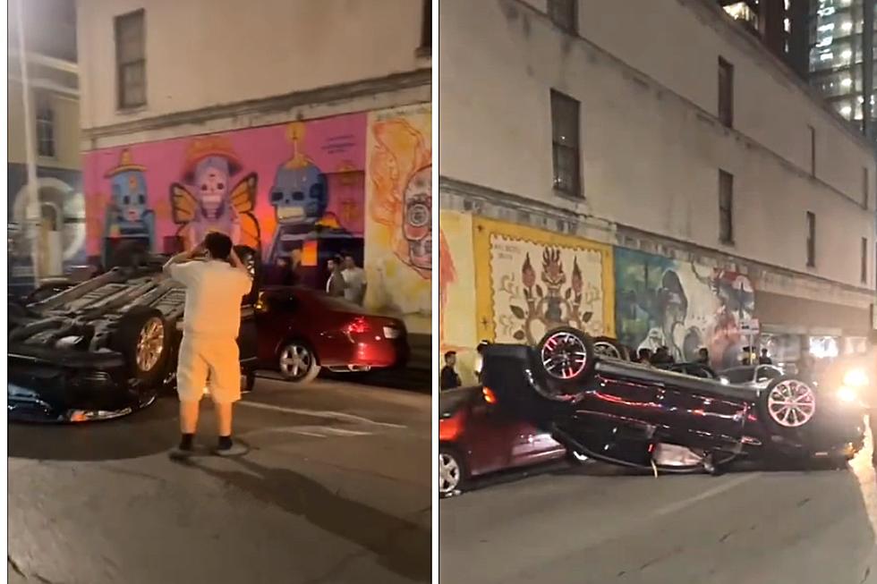 Bizarre Car Flipped Upside Down On 6th Street In Austin