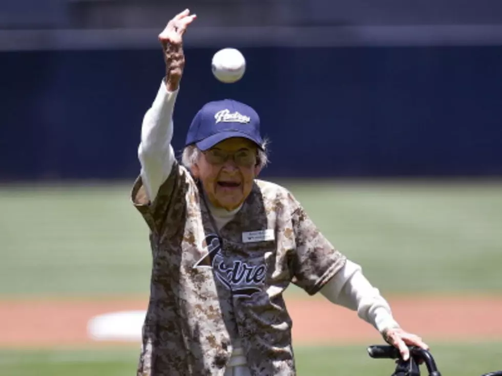 105 Year Old Woman Throws Out First Pitch At Big League Game (Video)