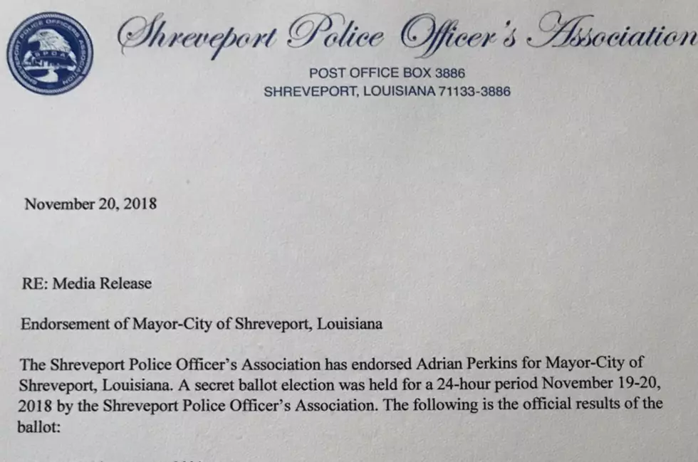 Shreveport Police Union Endorses a Mayoral Candidate with 80% of the Vote