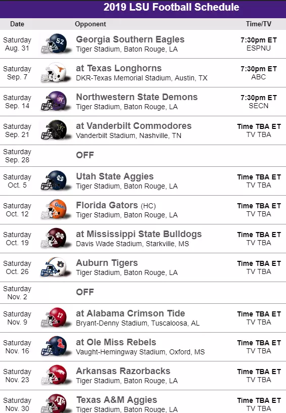 Lsu Football Schedule Will The Tigers Beat Bama This Year