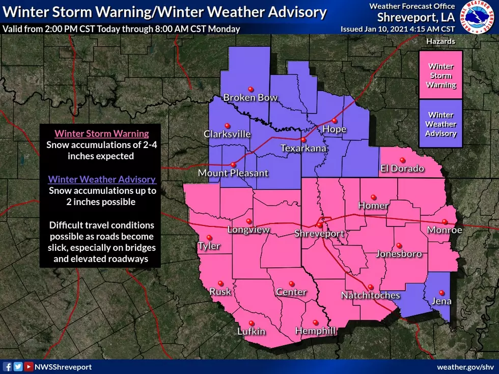 Winter Storm Warning for Shreveport Bossier