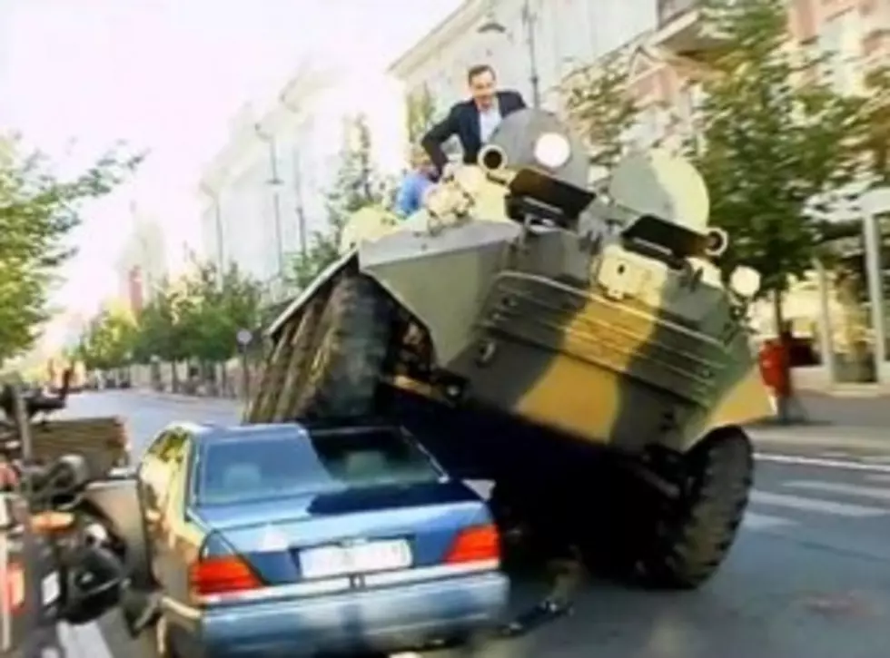 Mayor Enforces Parking With Tank [VIDEO]