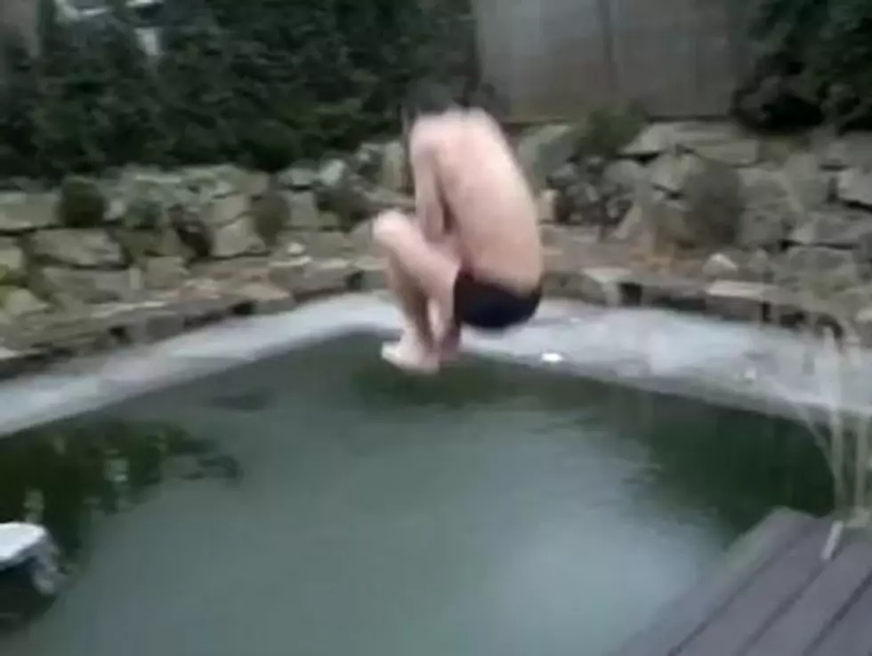 German Dude Cannon Balls Into Frozen Swimming Pool