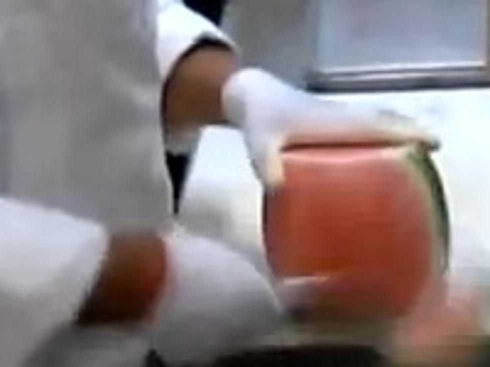 Video of a Chef Cutting Skin Off Watermelon Stupid Fast