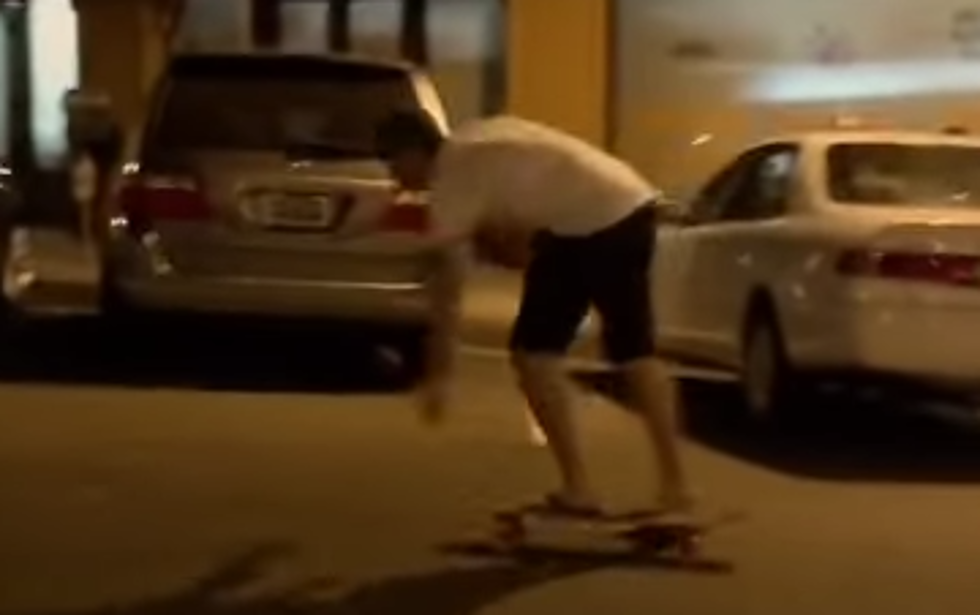 Drunk Guy Attempts to Ride Home on His Skateboard [VIDEO]