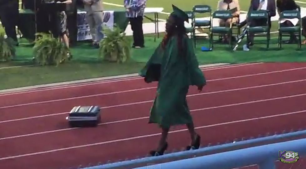 Girl Wears Wrong Shoes to Mansfield High Graduation, Fall Hard [VIDEO]