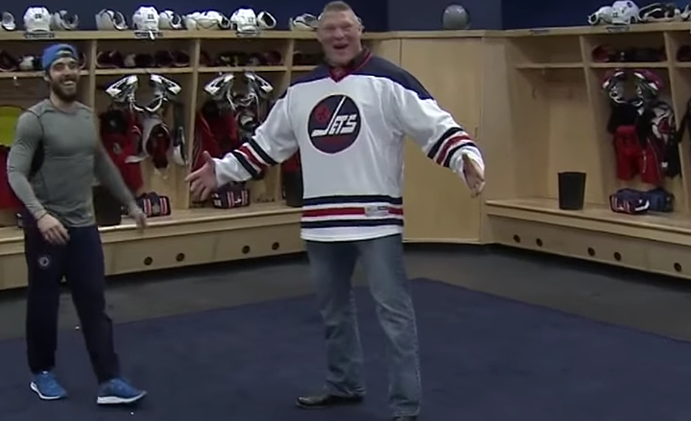 Brock Lesnar Commits Ultimate Hockey Sin, Steps On Locker Room Logo [VIDEO]