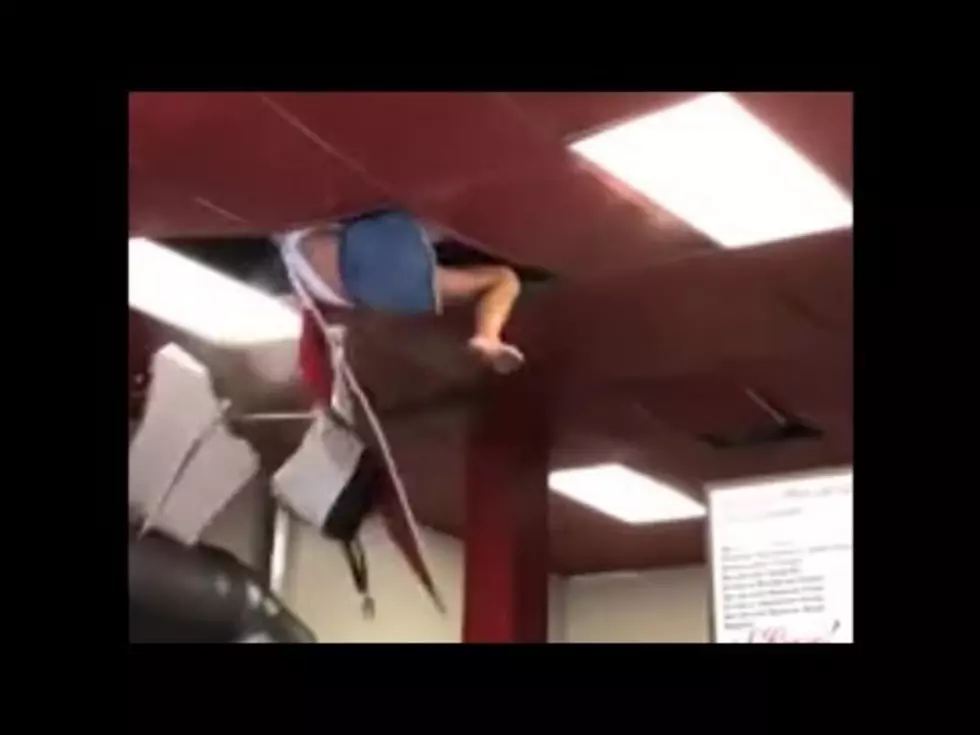 Woman Falls Through Restaurant Ceiling While People are Eating [VIDEO]