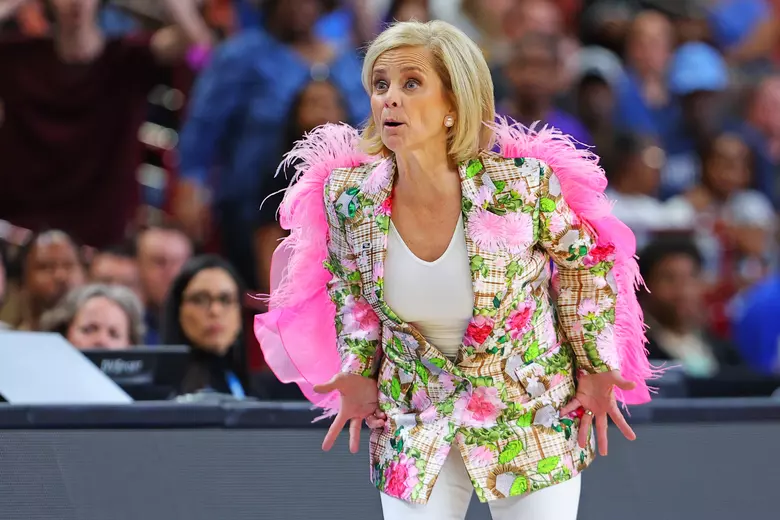 What did LSU coach Kim Mulkey wear to the NCAA opener with Rice