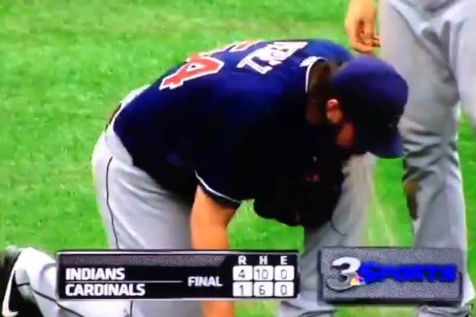 Cleveland Indians’ Closer Pukes to Celebrate Save
