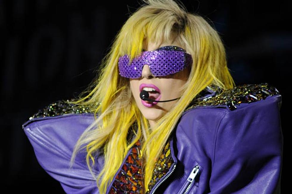 Lady Gaga Wears Purple Hair Dress in Hong Kong