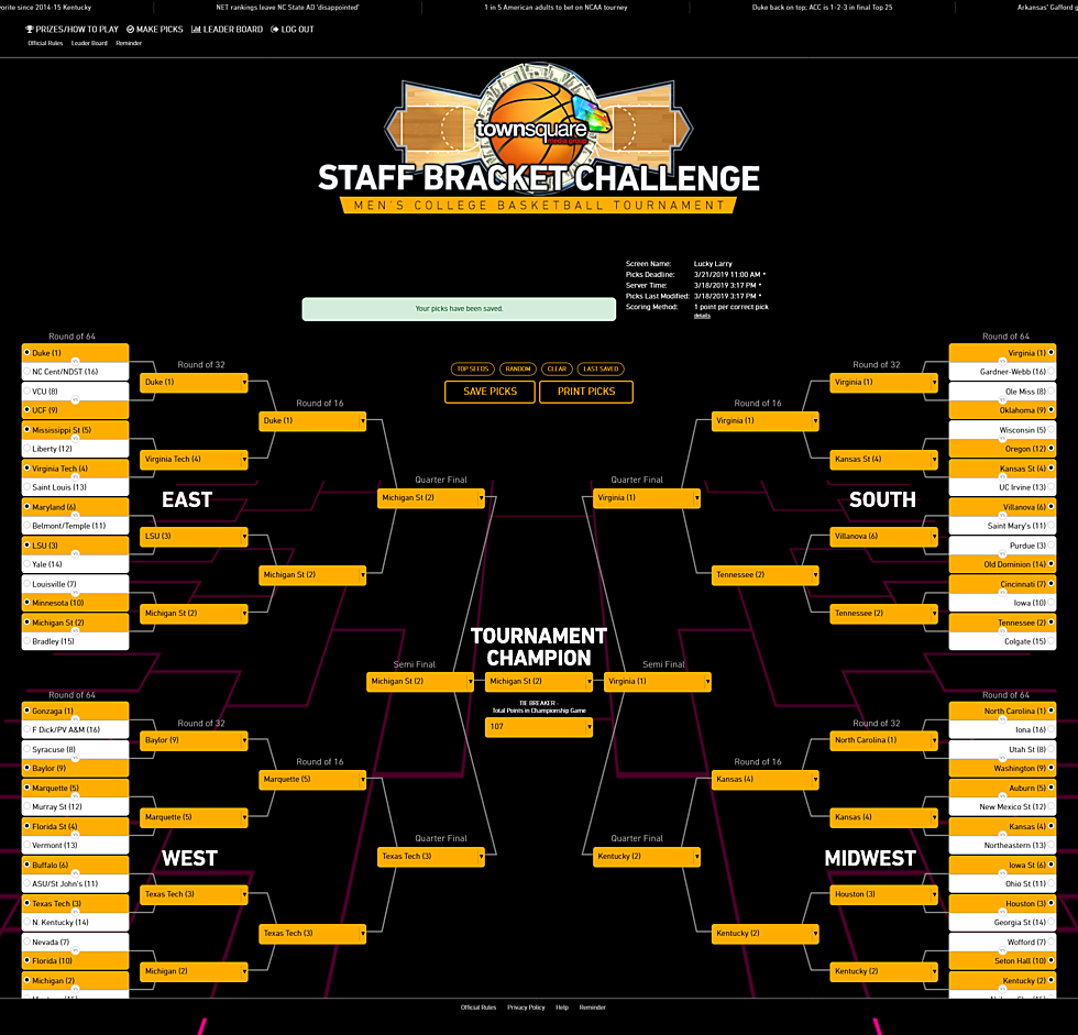 My 2019 Tournament Bracket Is Still Going Strong