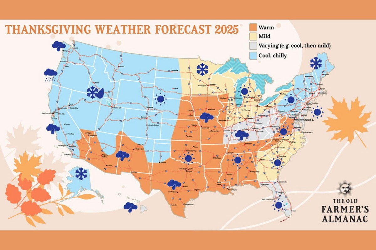 Texas' Thanksgiving Forecast: What The Farmer's Almanac Says