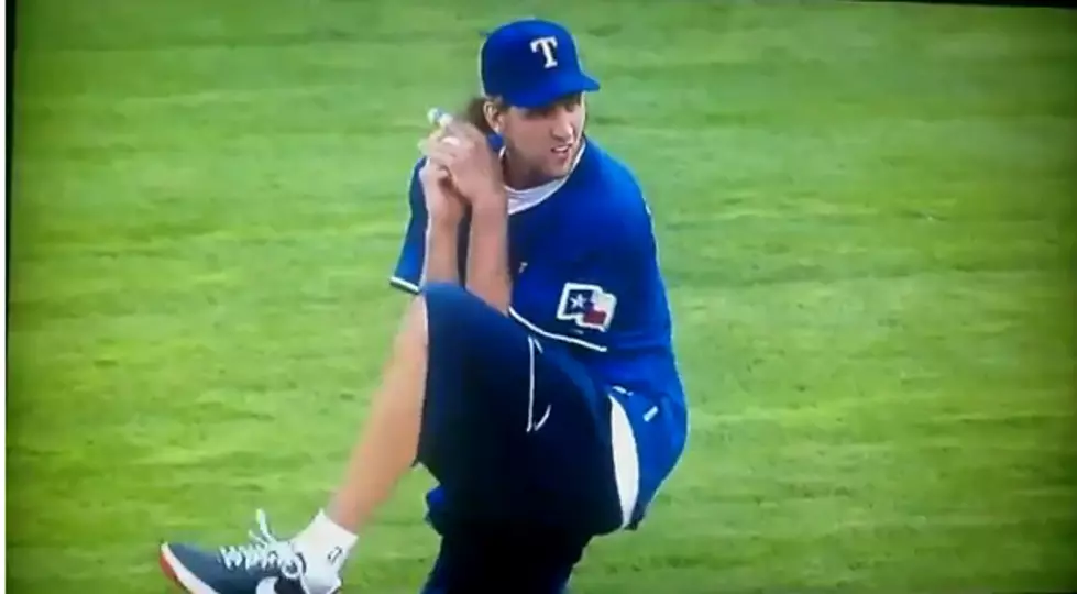 Dirk Nowitzki Throws First Pitch At Texas Rangers Game [VIDEO]