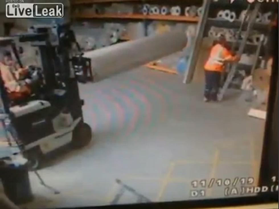 Guy Gets Slapped by a Forklift [VIDEO]