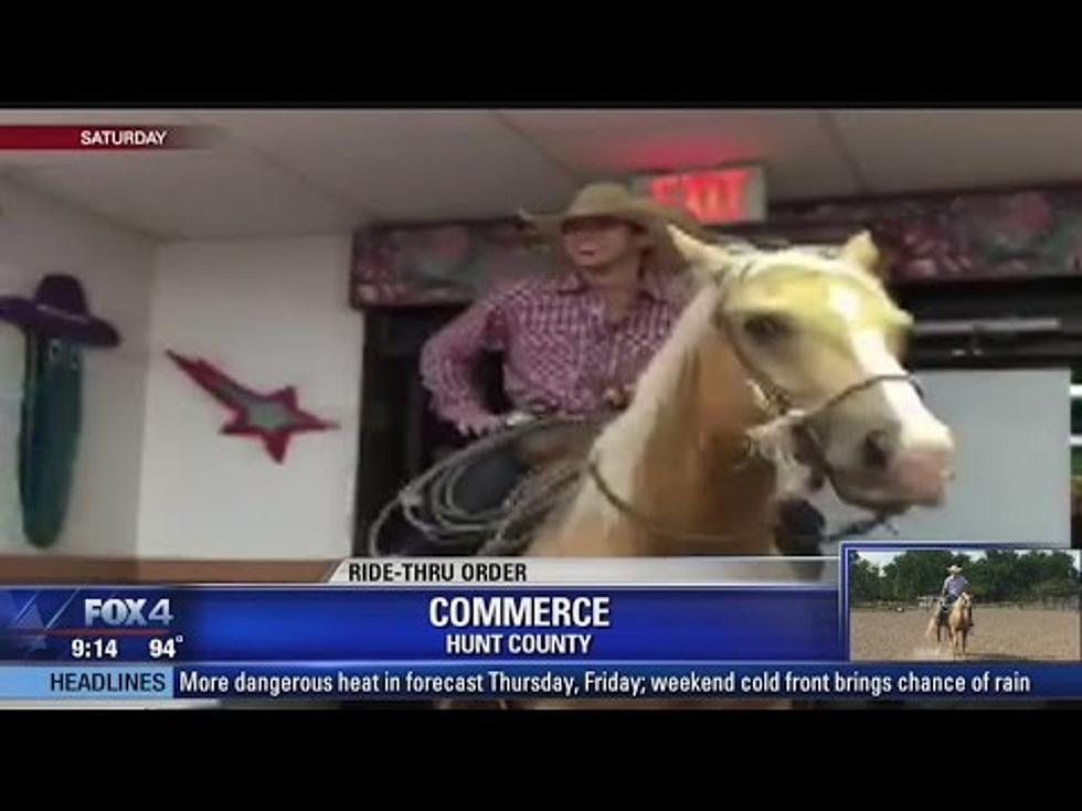 A Texas Cowboy Rides His Horse Into Taco Bell