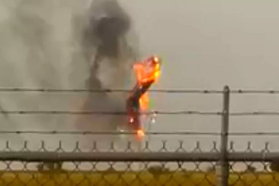 WATCH: Wind Turbine in Crowell, Texas Catches on Fire After Lightning Strike