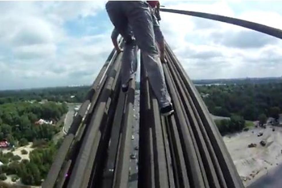 Teens Climb Suspension Bridge in Ukraine [VIDEO]