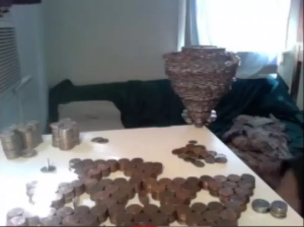 No life + No Girlfriend = 3,118 Coins Stacked on Top of a Single Dime [VIDEO]