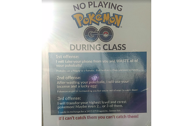 Lubbock Teacher Posts Epic &#8216;No Playing Pokemon Go&#8217; Sign on Classroom Door