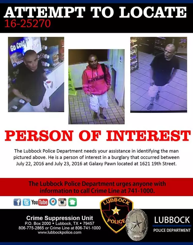 Lubbock Police Ask for Public&#8217;s Help Identifying Galaxy Pawn Burglar