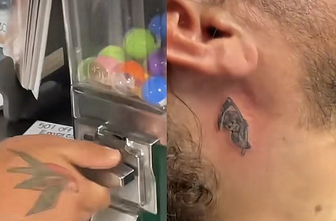Tattoo Gumball Machine Branded Walmart  Fixtures Close Up