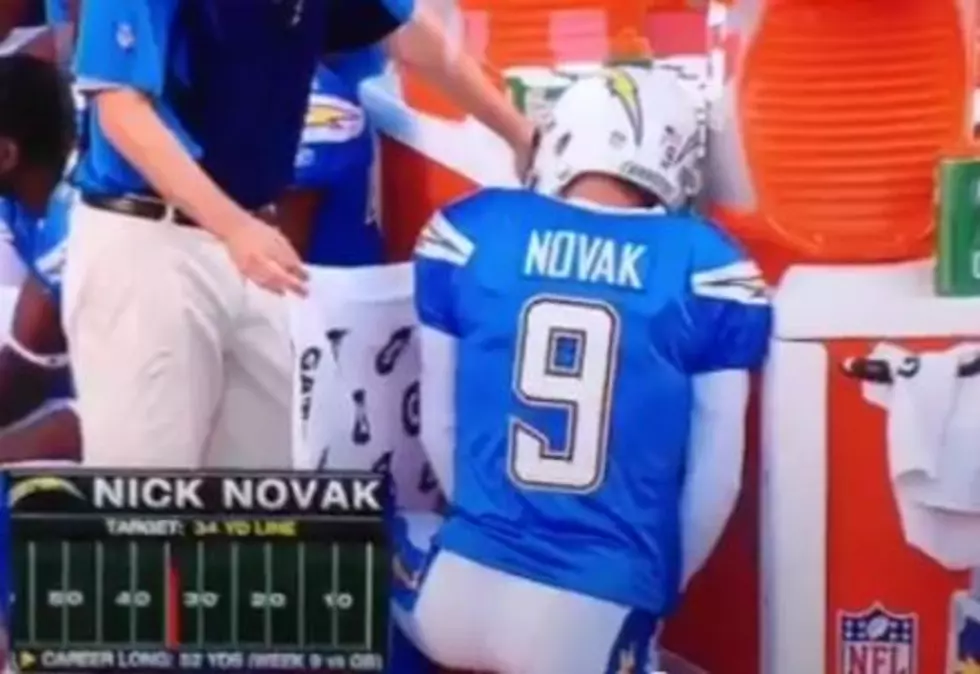 CBS Cut to a Shot of the Kicker for the San Diego Chargers While He Was Peeing in a Cup on the Sideline [VIDEO]