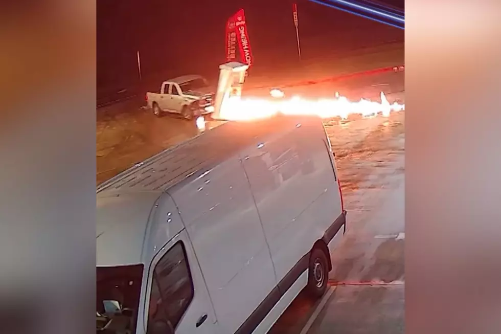 Watch The Fiery Moment When Texas Driver Slams into Gas Pump