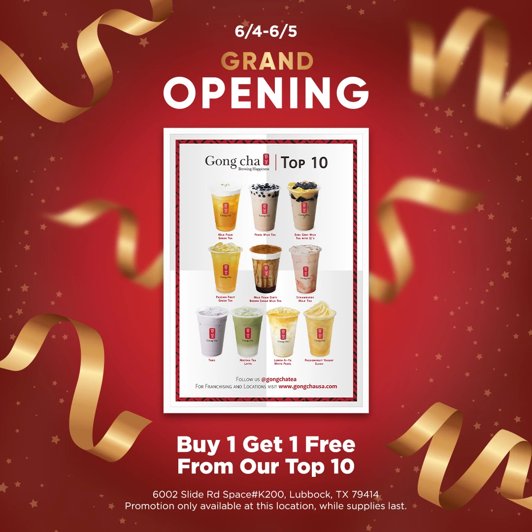 Lubbock s Second Gong Cha Location Is Opening With a BOGO Deal