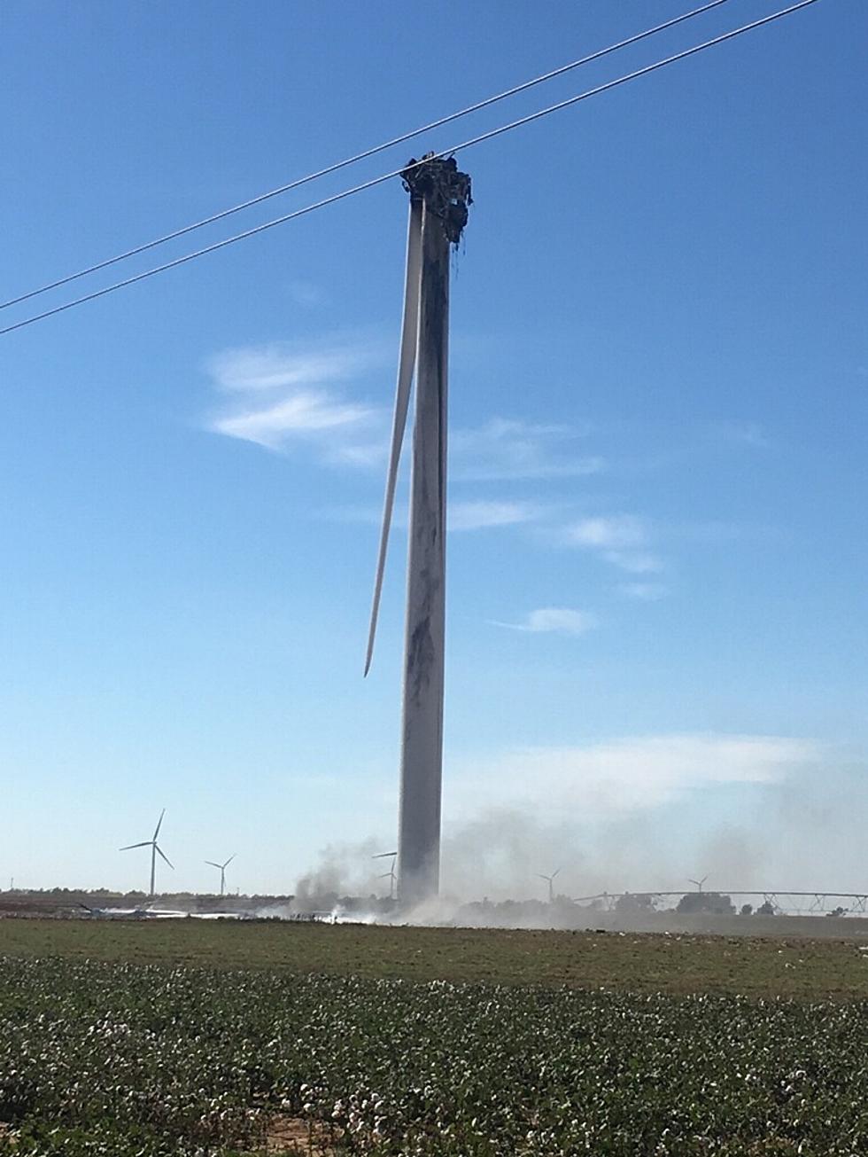 Wind Turbine Destroyed by Fire in Lynn County