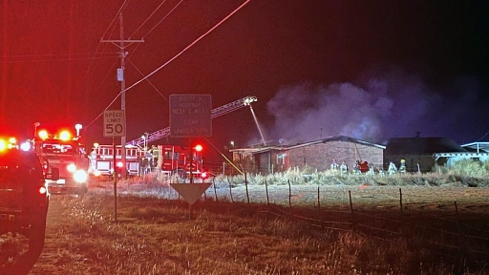 Volunteer Fire Fighters Battle Blaze in West Lubbock County