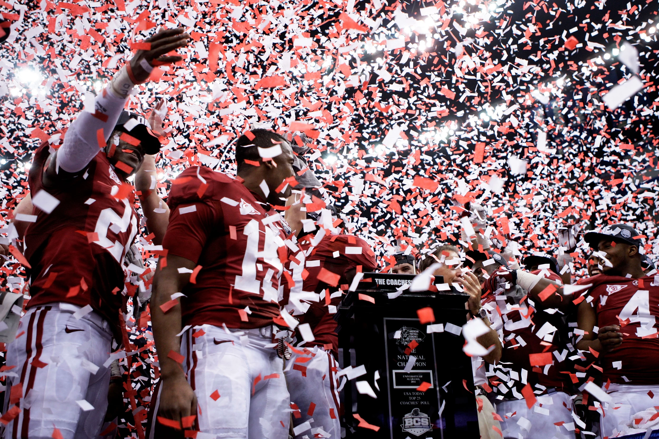 Alabama's national championship trophy shattered