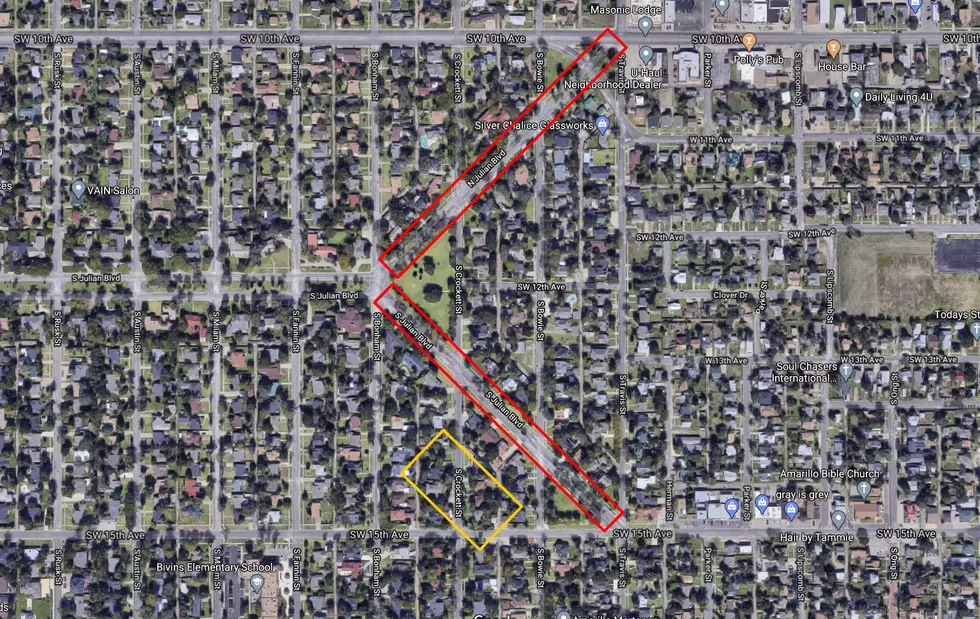 Runways are marked in red, the estimated location of the hanger is in yellow.