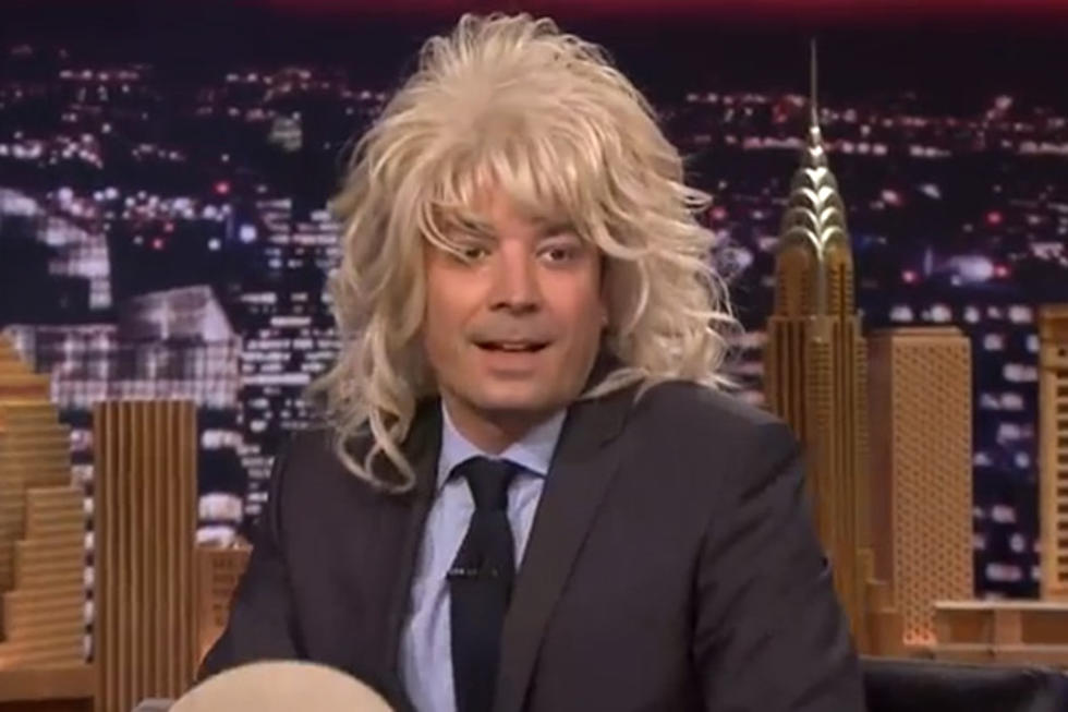 Jimmy Fallon Tries on Dolly Parton's Wig