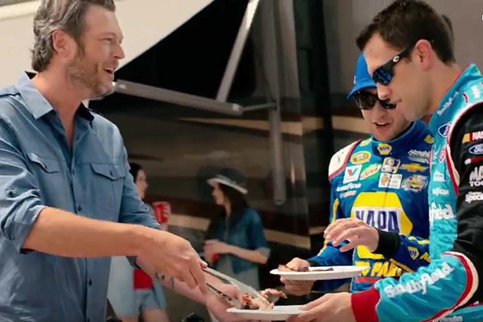 Blake Shelton Hangs With Drivers, Revs Up Crowd in NASCAR Promo [Watch]