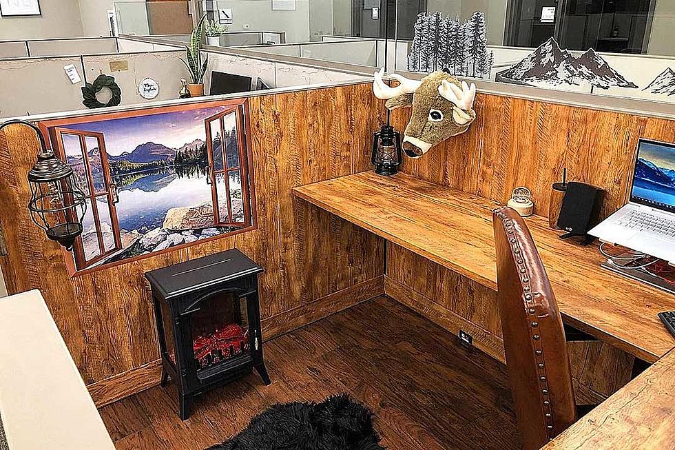 Man Countrifies His Work Cubicle to Include a Moose Head, Stove — Even a View! [Pictures]